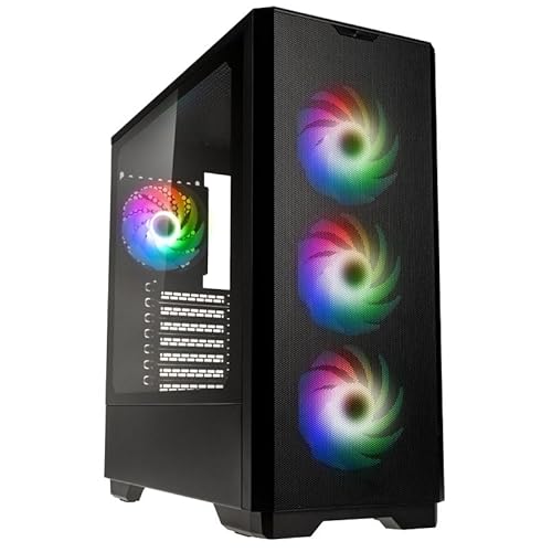 Kolink Unity Solar PC-Gehäuse, 400 mm GPU-Freiheit, E-ATX-Motherboard, 4 x ARGB/PWM 120-mm-Lüfter, Gehärtetes Glas Halbpaneel, Mid-Tower, Schwarz von KOLINK