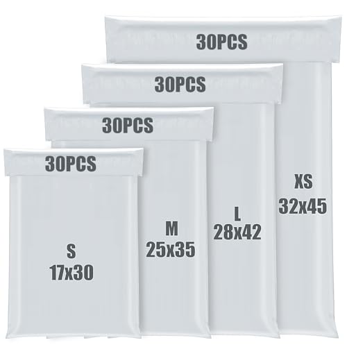 KOMABLEN 120Stk Versandtaschen, 4 Größen Selbstklebend Versandtüten für Kleidung, Blickdicht Wasserdicht Weiße PE Versandbeutel, Abrasionsbeständig groß Pakete für 120 Micron Autoadesive Borse KOMABLEN 120Stk Versandtaschen, 4 Größen Selbstklebend Versandtüten für Kleidung, Blickdicht Wasserdicht Weiße PE Versandbeutel, Abrasionsbeständig groß Pakete für 120 Micron Autoadesive Borse von KOMABLEN