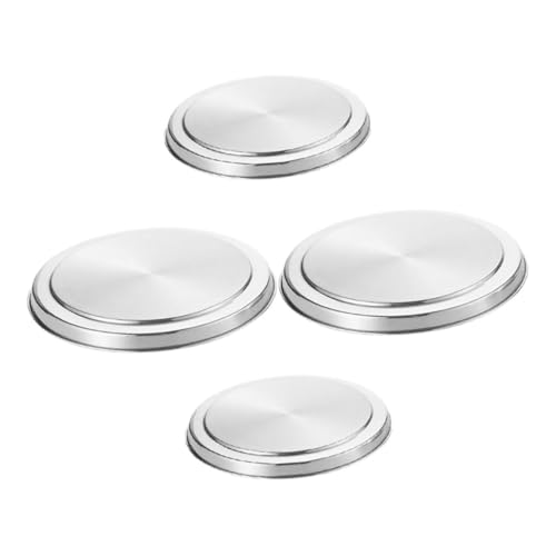 KOMBIUDA 4 Stück Herdabdeckung Ofenbrennerabdeckung Dampfkochtopf Gasherd Schutz Wok Brennerabdeckungen Für Herde Gasgrill Multi-herd E-herd Campingkocher Herdschutz Rostfreier Stahl Silver von KOMBIUDA
