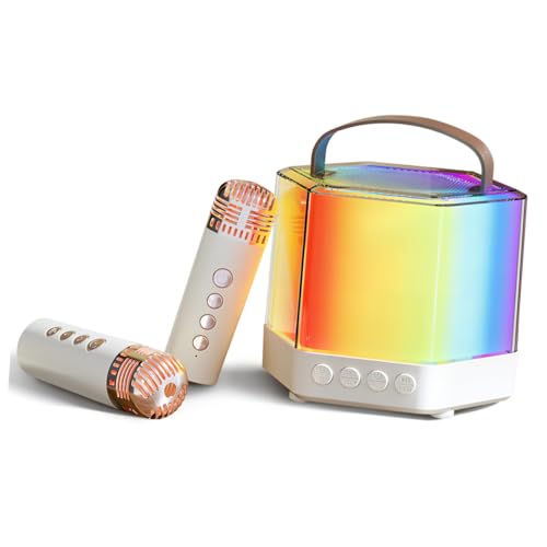 KOMBIUDA Mikrofon-Set Karaoke-Maschine Für Erwachsene Karaoke-Maschine Für Tragbares Karaoke Tragbare Karaoke-Maschine Karaoke Maschine Karaoke-Lautsprecher Karaoke Abs Beige von KOMBIUDA