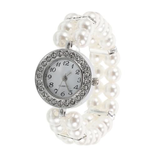 KOMBIUDA Perlenarmbandschmuck Süße Uhren Für Damen Armreifuhren Für Damen Perlenuhren Für Damen Vintage Golduhr Vintage-luxusuhren Für Damen Reginald Minnowxy Legierung Weiß von KOMBIUDA