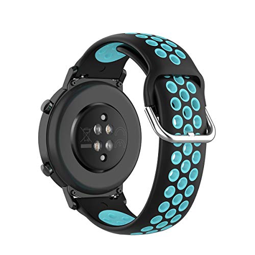 KOMI 20 mm 22 mm Silikon Uhrenarmband, Damen Herren Fitness Sport Ersatz Band Smart Watch Zubehör (20 mm, schwarz/blau) von KOMI