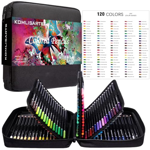 KOMLISARTS Buntstifte-Set mit 120 Farben, mit Malbuch, Radiergummi und Spitzer, perfekt zum Zeichnen und Ausmalen KOMLISARTS Buntstifte-Set mit 120 Farben, mit Malbuch, Radiergummi und Spitzer, perfekt zum Zeichnen und Ausmalen von KOMLISARTS