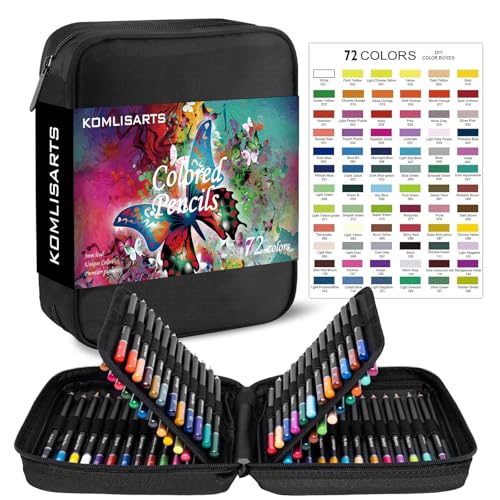 KOMLISARTS 72 Farben Buntstiftset, Radiergummi und Anspitzer - Ideal zum Zeichnen und Malen - Weiche Mine auf Ölbasis Ideal für Erwachsene und Anfänger KOMLISARTS 72 Farben Buntstiftset, Radiergummi und Anspitzer - Ideal zum Zeichnen und Malen - Weiche Mine auf Ölbasis Ideal für Erwachsene und Anfänger von KOMLISARTS