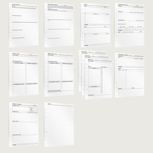 KOMPASS® A5 Planner Inserts | 3-Month Planning Bundle | 290 Sheets for Structure, Productivity & Focus | Daily, Weekly, Monthly Planner, Habit Tracker, Notes & More | Refillable Ring Binder Paper von KOMPASS