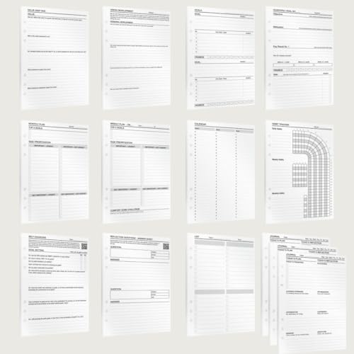 KOMPASS® A5 Planner Inserts | Journaling Bundle | 285 Sheets for Reflection, Mindfulness & Focus | Includes Daily Sheets, Gratitude Journal, Habit Tracker & More | For A5 Ring Binders von KOMPASS
