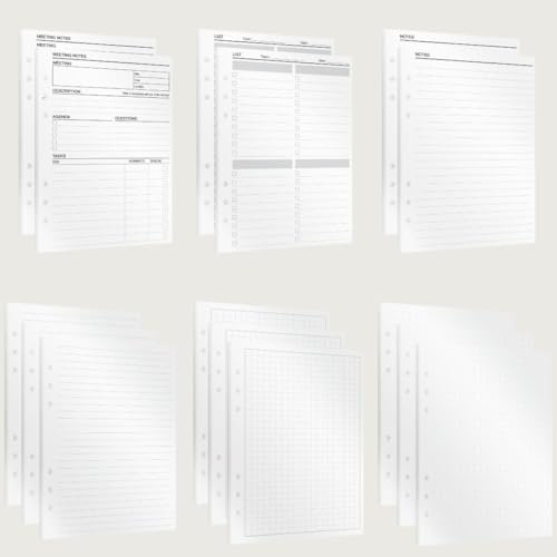KOMPASS® A5 Planner Inserts | Notes Bundle | 420 Sheets / 840 Pages for Ring Binders | To-Do Lists, Lined, Grid, Dotted & Meeting Notes | Refillable FSC Paper for Journaling & Planning von KOMPASS
