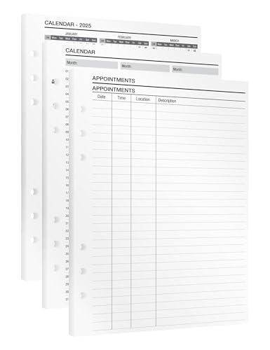 KOMPASS® Calendar & Appointment Planner | A5 Inserts for Ring Binder Planners | 5 Refill Sheets for Yearly & Monthly Planning, Appointments & Deadlines | Undated Refill Sheets (14.5 x 21 cm) von KOMPASS