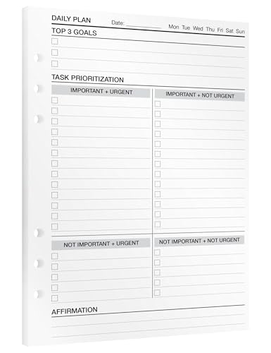 KOMPASS® Daily Planner | A5 Planner Inserts | 30 Sheets for Task Prioritization & Time Management | Eisenhower Matrix, To-Do Lists & Reflection | Bullet Journal & Productivity Refills von KOMPASS