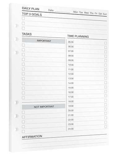 KOMPASS® Daily Planner - Timeboxing | A5 Planner Inserts | 30 Sheets for Structured Daily Planning with Time Blocking | More Productivity & Focus | Bullet Journal & To Do Refill Sheets von KOMPASS