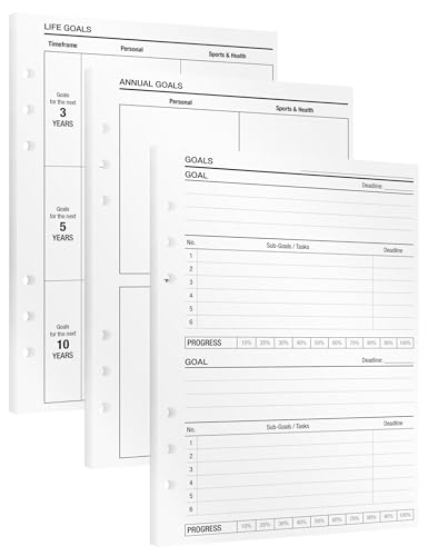 KOMPASS® Goal Setting | A5 Planner Inserts | 7 Sheets for Defining & Achieving Long-Term Goals | A5 Calender Sheet Refills for Yearly Planning, To-Do Lists & Bullet Journaling von KOMPASS