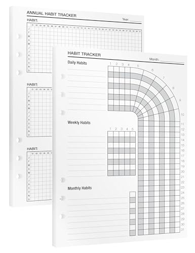 KOMPASS® Habit Tracker | A5 Habit Tracking Inserts for Ring Binders | 14 Refill Sheets for Daily, Weekly & Monthly Habits | Yearly Overview | Self-Improvement & Productivity Planner von KOMPASS