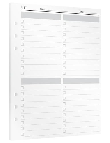 KOMPASS® Lists | A5 Planner Inserts | 15 Productivity Refill Sheets for To-Do, Checklists, Bucket & Shopping Lists | Bullet Journal Pages | A5 Ring Binder Refill (14.5 x 21 cm) von KOMPASS