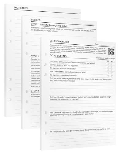 KOMPASS® Reflection | A5 Planner Inserts | 25 Sheets for Self-Reflection | Self-Diagnosis, Mindset, Learnings & Highlights | Journaling | Refill Inserts (14.5 cm x 21 cm) von KOMPASS