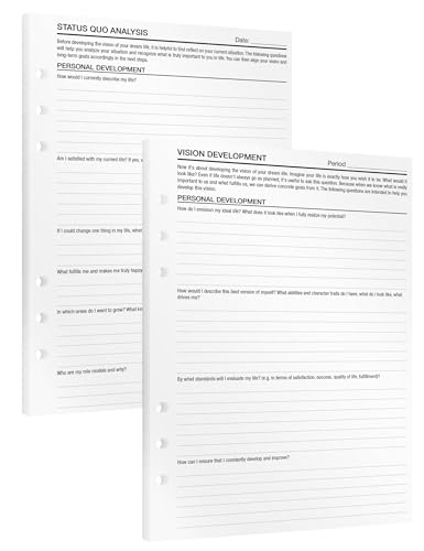 KOMPASS® Vision | A5 Planner Inserts | 8 Sheets to Develop Your Personal Vision | Reflection & Goal Setting | Journaling | Vision Board Planner Refills (14.5 cm x 21 cm) von KOMPASS