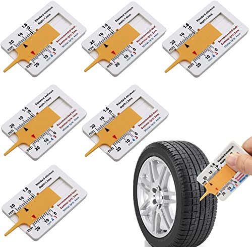 KOMUNJ 6 PCS Reifen Profiltiefenmesser 0-20 mm Kunststoff Reifenprofiltiefenmesser, Tragbar Reifenprofilmesser, Profiltiefenmesser Digital für Motorrad Fahrzeug Auto von KOMUNJ