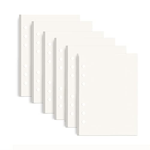 KOMUNJ 6 Packungen A6 Papier Blanko,A6 Refill Paper 270 Blätter (540 Seiten)für A6 Notizbuch, Tagbuch, Skizze, Zeitplan (Blanko) 9.5*17.5cm von KOMUNJ