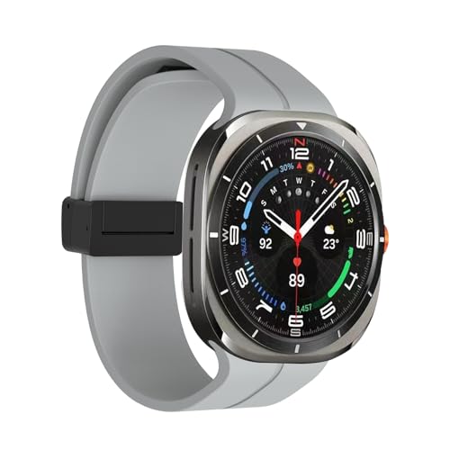 KONAFEI Kompatibel mit Samsung Galaxy Watch 7 Ultra 47mm Uhrenarmband, Magnetisch Verstellbar Loop Silikon Armbänder (Hellgrau) von KONAFEI