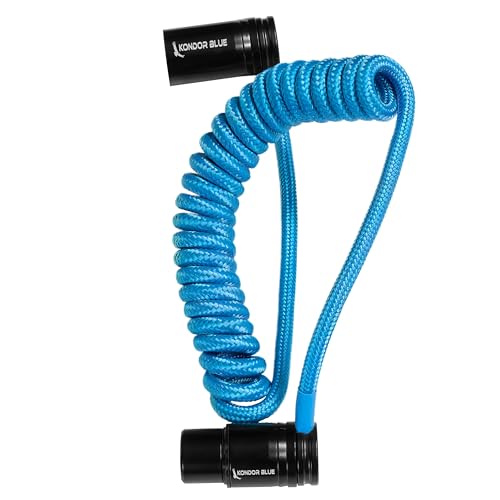 KONDOR BLUE 30,5–61 cm Spiralkabel geflochten niedriges Profil rechtwinkliges XLR-Kabel für Kameras, Mikrofone, Studio-Audio | Blau von KONDOR BLUE