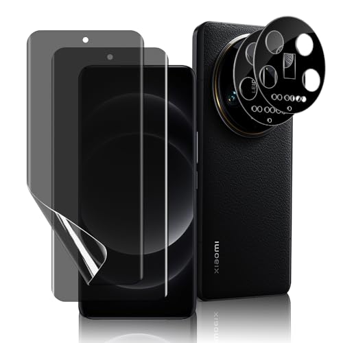 KONEE 2 Privacy Displayschutzfolie + 2 Kamera Schutzfolie Kompatibel mit Xiaomi 14 Ultra, [Fingerabdruck Kompatibel, Anti-Spy] Flexibler TPU Schutzfolie für Xiaomi 14 Ultra von KONEE