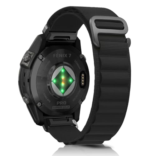 KONEE 22mm QuickFit Armband Kompatibel mit Garmin quatix 7 Pro 47mm/MARQ GOLFER (Gen 2)/ Descent G1 Solar/Fenix 7 Pro Solar/ 7 Pro/ 7, Nylon Uhrenarmband Uhrenarmbänder Ersatzarmband - Schwarz von KONEE