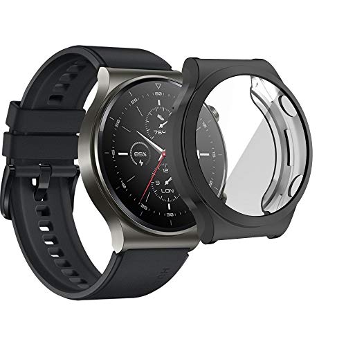 KONEE Hülle Kompatibel mit Huawei Watch GT 2 Pro, Rundum Schutzhülle mit Displayschutzfolie, [Anti-Fleck] [Kratzfest] Ultradünne TPU Schutzhülle für Huawei Watch GT2 Pro - Schwarz von KONEE