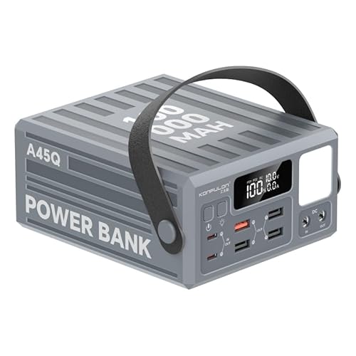 100000mAh Schnellladen Power Bank, 22.5W stark von Ladegerät Konfulon (USB C, A, DC Input & Output), PD3.0 QC4.0 Energiebank mit LED Display (100000mAh Schwarz) von KONFULON