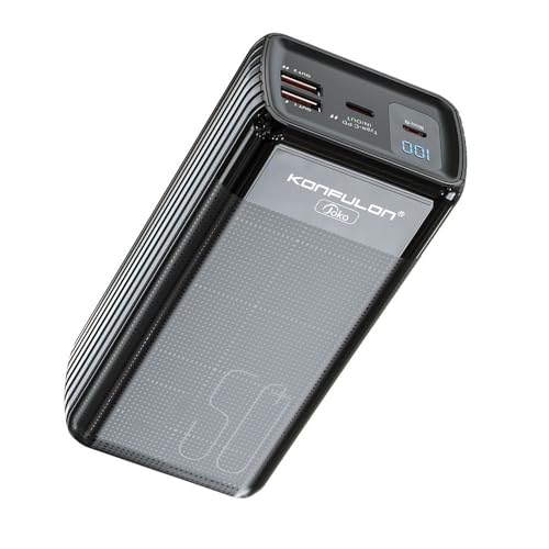 50000mAh Schnellladen Power Bank, 22.5W stark von Ladegerät Konfulon (USB C Input & Output), 2A USB PD3.0 QC4.0 Energiebank mit LED Display, kompatibel mit iPhone, Samsung, Huawei, Xiaomi, etc. s von KONFULON