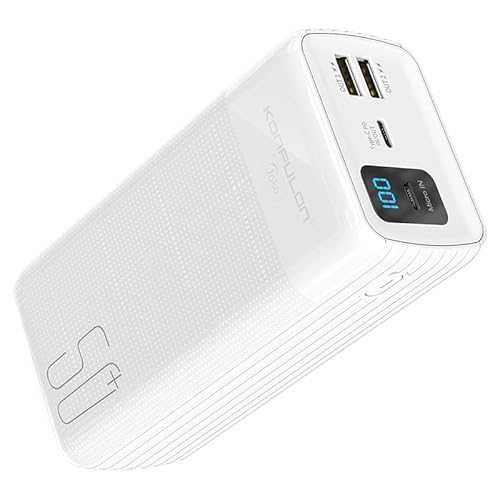 KONFULON 50000mAh Schnellladen Power Bank, 22.5W stark von Ladegerät (USB C Input & Output), 2A USB PD3.0 QC4.0 Energiebank mit LED Display, kompatibel mit iPhone, Samsung, Huawei, Xiaomi, etc. w von KONFULON