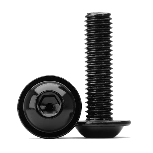 (15 Stück) M6x45mm Linsenkopfschrauben mit Flansch und Innensechskant Halbrundkopfschraube 304 Edelstahl Schwarzes Oxid Vollgewinde von KONGKI