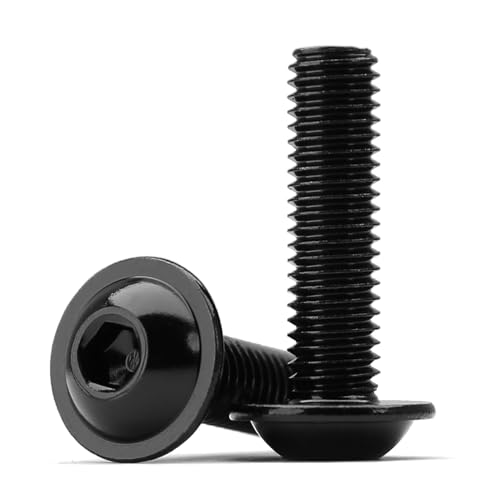 (20 Stück) M5x45mm Linsenkopfschrauben mit Flansch und Innensechskant Halbrundkopfschraube 304 Edelstahl Schwarzes Oxid Vollgewinde von KONGKI