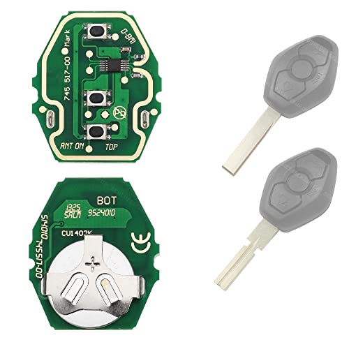 Autoschlüssel Funk Fernbedienung Austausch mit 434 MHz Platine Sender + Batterie kompatibel für BMW E46 E83 E52 E85 E86 E39 E61 E60 E53 von KONIKON