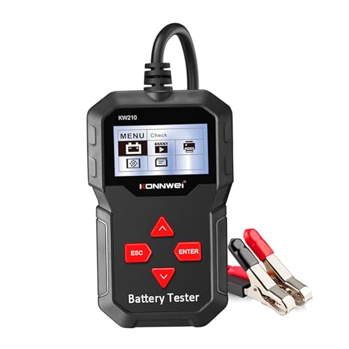 KONNWEI KW210 batterietester, 12V Autobatterietester, Ladesystemtester 100–2000 CCA, Lichtmaschinenbatterietester, Kurbelwellentest und Ladesystemtest für Pkw, Lkw, SUVs, Boote und Motorräder. von KONNWEI