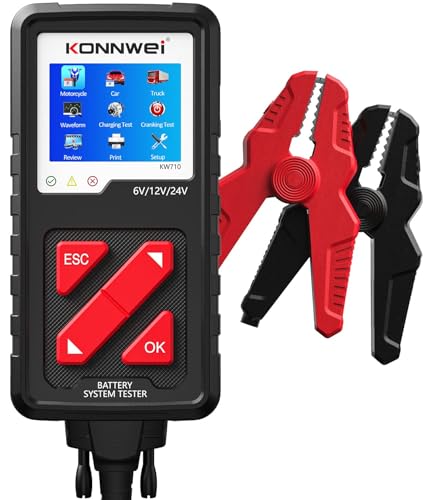 KONNWEI KW710 6V/12V/24V Professional Car Battery Tester, 100-2000 CCA Load Test, Battery Analyzer, Battery Diagnostics for Cars, Trucks, Motorcycles and Boats, Professional Repair Tools von KONNWEI
