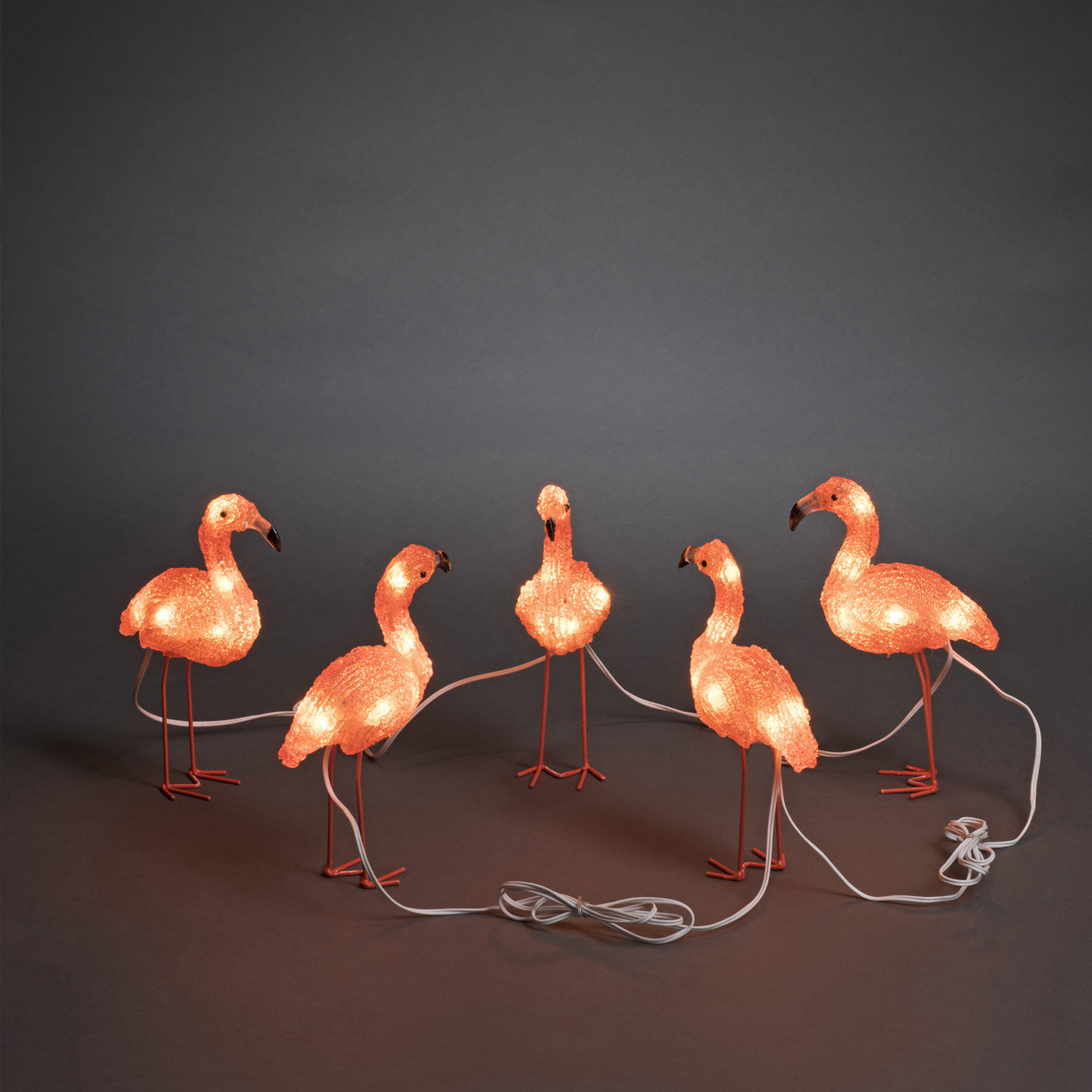 LED Acryl Flamingos - 40 bernsteinfarbene LED - outdoor - weißes Ka... von KONSTSMIDE