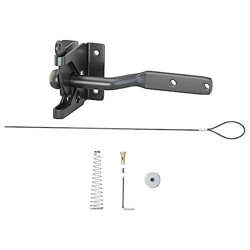 KONTONTY 1 Satz Selbstsichernde Verriegelung Zaun Torschloss Doppelter Torriegel Schwarzer Maschendraht Doppeltes Tor Verriegelungshaken Seilzug Torfalle Torgriffe Magnalch Black Edelstahl von KONTONTY