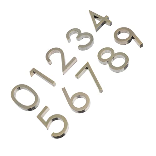 KONTONTY 10 Stück Türadressnummern Selbstklebendes Schild Briefkästen Briefkastennummern Reflektierendes Vinyl Außenaufkleber Goldfarben Kleine LED Montierung Hausnummerierung von KONTONTY