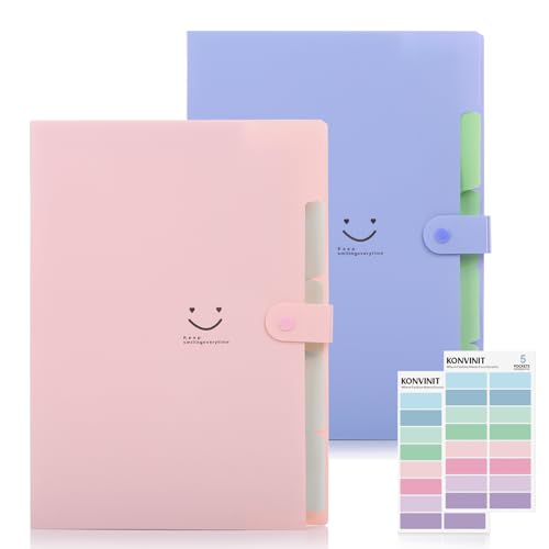 KONVINIT 2 Pack Fächermappe Ordnungsmappe Din A4 mit 5 Tasche Dokumentenmappe mit 4 Fächern Sammelmappe organisiert für Papier Organizer Büro Schul KONVINIT 2 Pack Fächermappe Ordnungsmappe Din A4 mit 5 Tasche Dokumentenmappe mit 4 Fächern Sammelmappe organisiert für Papier Organizer Büro Schul von KONVINIT