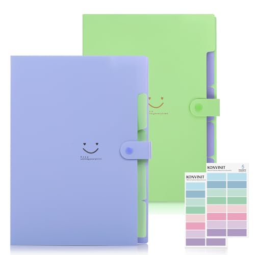 KONVINIT 2 Pack Fächermappe Ordnungsmappe Din A4 mit 5 Tasche Dokumentenmappe mit 4 Fächern Sammelmappe organisiert für Papier Organizer Büro Schul KONVINIT 2 Pack Fächermappe Ordnungsmappe Din A4 mit 5 Tasche Dokumentenmappe mit 4 Fächern Sammelmappe organisiert für Papier Organizer Büro Schul von KONVINIT