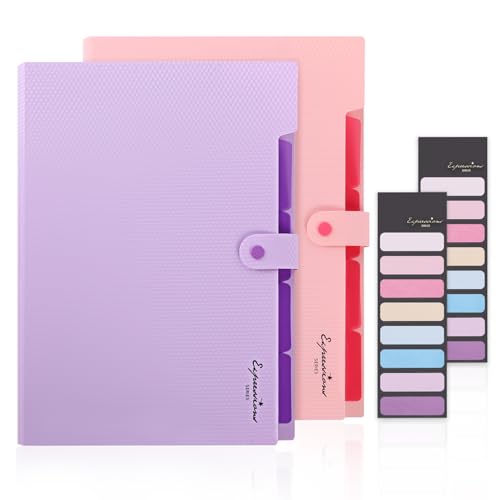 KONVINIT 2 Pack Fächermappe a4 Ordnungsmappe 4 Fächer Dokumentenmappe mit Schnalle Mappe mit Fächern Kunststoff Papier Organizer Büro Schul von KONVINIT