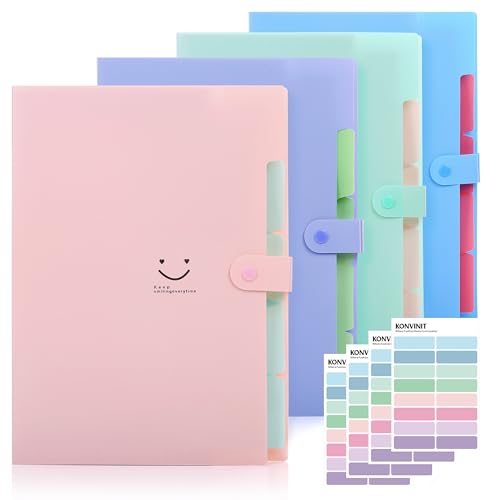 KONVINIT 4 Pack Fächermappe A4 Ordnungsmappe Erweiterbar Dokumentenmappe Grosse Kapazität Gummibandverschluss für Haus,Schule und Arbeitsreise KONVINIT 4 Pack Fächermappe A4 Ordnungsmappe Erweiterbar Dokumentenmappe Grosse Kapazität Gummibandverschluss für Haus,Schule und Arbeitsreise von KONVINIT