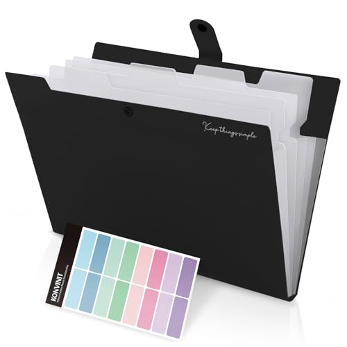KONVINIT Dokumentenmappe a4 - Fächermappe Erweiterbar Ordnungsmappe 5 Tasche Mappen Ordnersystem Dokumente Organizer Papier mit Verschlußknopf,schwarz KONVINIT Dokumentenmappe a4 - Fächermappe Erweiterbar Ordnungsmappe 5 Tasche Mappen Ordnersystem Dokumente Organizer Papier mit Verschlußknopf,schwarz von KONVINIT