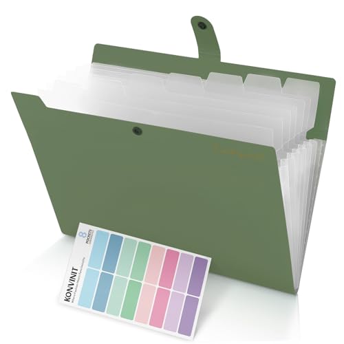 KONVINIT Dokumentenmappe - a4 Fächermappe Mappen Ordnersystem Große Kapazität Document Organizer mit 8 Tasche Sammelmappe mit Fächern mit Farbetiketten,Aesthetic Schulsachen,grün KONVINIT Dokumentenmappe - a4 Fächermappe Mappen Ordnersystem Große Kapazität Document Organizer mit 8 Tasche Sammelmappe mit Fächern mit Farbetiketten,Aesthetic Schulsachen,grün von KONVINIT