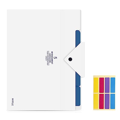 KONVINIT Fächermappe A4,Ordnungsmappe A4 4 Fächer,Erweiterbar Dokumentenmappe,Organizer Folder mit Schnalle,white von KONVINIT