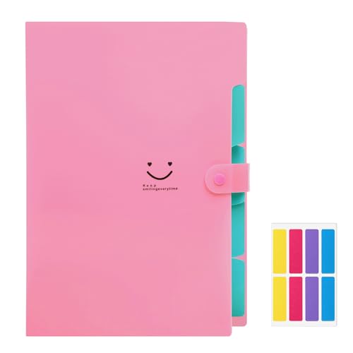 KONVINIT Fächermappe a4,Dokumentenmappe erweiterbar Ordnungsmappe mit 5 Pockets Grosse Kapazität Mappe mit Druckknopf für Büro Hause Schule Document Organizer,File Folder,red von KONVINIT