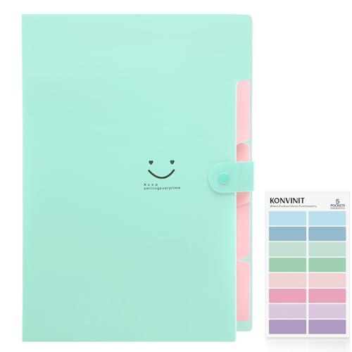 KONVINIT Fächermappe a4,Dokumentenmappe erweiterbar Ordnungsmappe mit 5 Tasche Große Kapazität Aktenordner mit Druckknopf,Datei Organizer,Mappen Ordnersystem,grün KONVINIT Fächermappe a4,Dokumentenmappe erweiterbar Ordnungsmappe mit 5 Tasche Große Kapazität Aktenordner mit Druckknopf,Datei Organizer,Mappen Ordnersystem,grün von KONVINIT