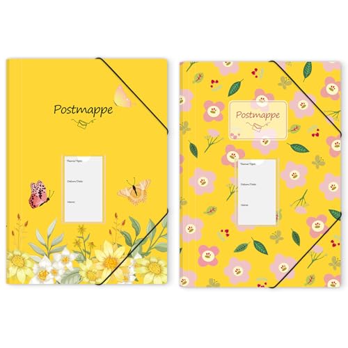 KONVINIT Postmappe A4,Gummizugmappe mit Motiv aus Plastik Sammelmappe Eckspannermappe Robust und Langlebig Dokumentenmappe für Büro und Schule,Gelb 2 pack KONVINIT Postmappe A4,Gummizugmappe mit Motiv aus Plastik Sammelmappe Eckspannermappe Robust und Langlebig Dokumentenmappe für Büro und Schule,Gelb 2 pack von KONVINIT