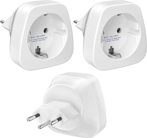 3 Stück Reiseadapter Schweiz auf Deutschland, Steckdosenadapter Schweiz Type J Adapter Schuko Steckdose, EU zu Typ J Steckdose,für Malediven, Ruanda, Liechtenstein Reiseadapter, Weiß von KONYEN