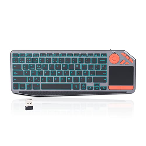 KOOCHUWAH Drahtlose Tastatur mit Hintergrundbeleuchtung, Touch-Panel, Multi-Gerät, Bluetooth-Tastatur, 2,4 GHz, Smartphone, Tablet PC, Spanisch QWERTY-Tastatur von KOOCHUWAH