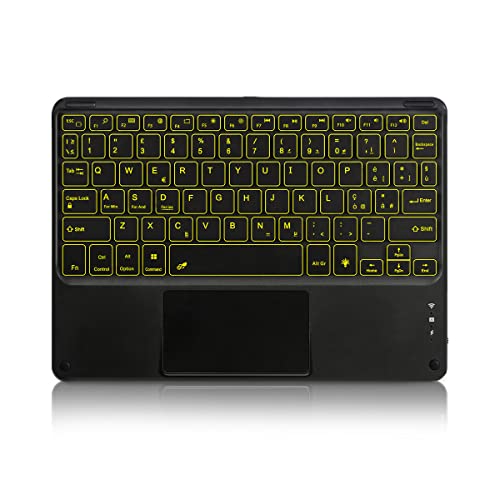 KOOCHUWAH Tastatur K08 mit Touchpad in 7 Farben, mit Hintergrundbeleuchtung, italienische QWERTY-Tastatur, kabellos, Bluetooth 3.0, wiederaufladbar für jedes Betriebssystem iOS/Android/Windows von KOOCHUWAH